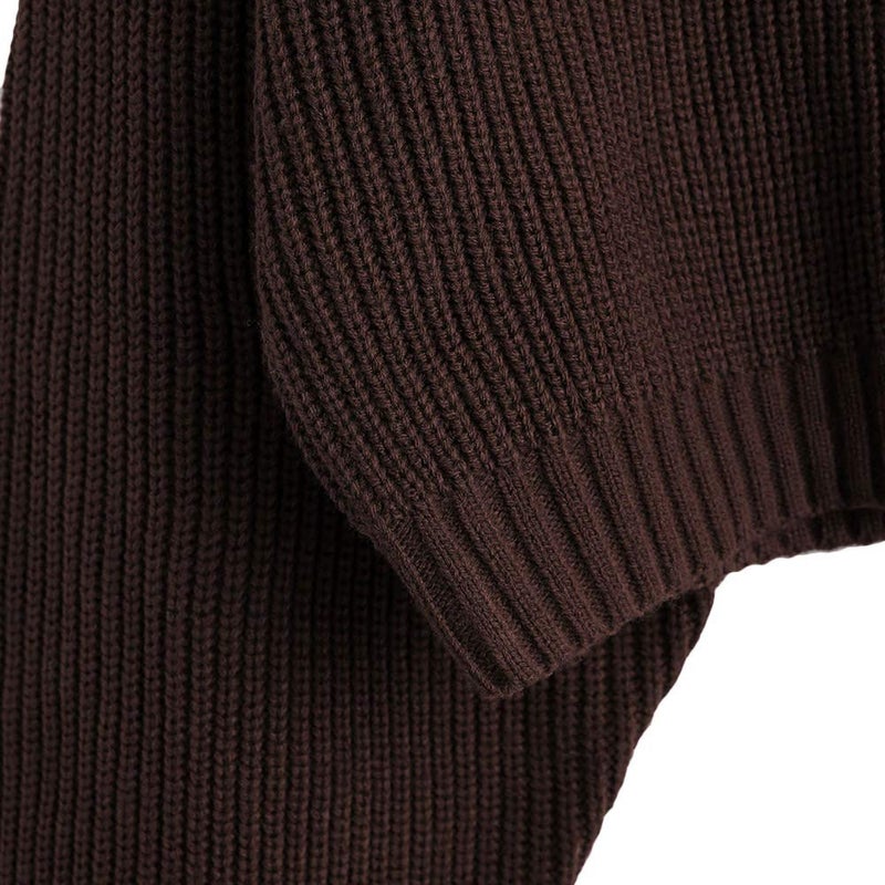 ZAFUL Women's Pullover Sweater Drop Shoulder Plain Knitted Cropped Sweater Pullover Mock Neck Solid Long Sleeve Cropped Top(Small,Deep Brown) - Image 4